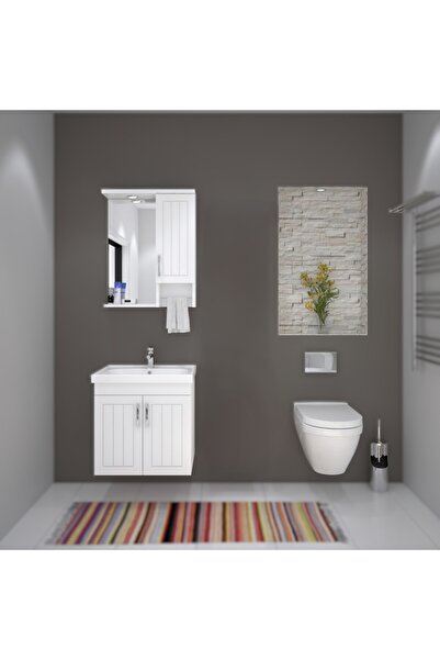 DENKO Lotus 60 cm Beyaz Banyo Dolabı