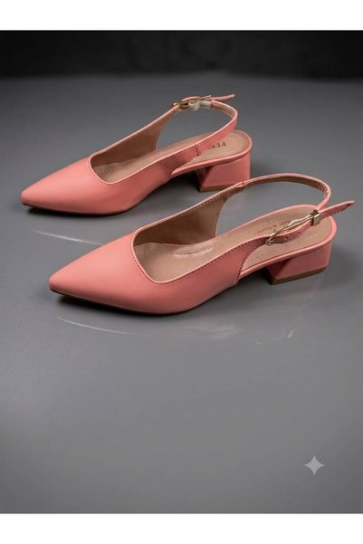Pretty Girl Women's Somon Patent Leather Color 210 Open Back Short Block Heeled Daily Stiletto Shoes (Heel Height 4cm)
