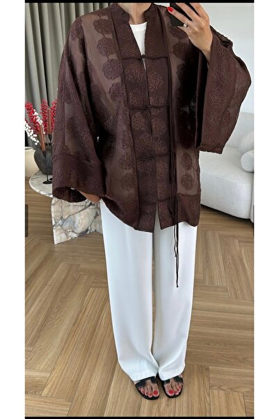 MODA S&S BZLİNE İp bağcıklı nakış işlemeli oversize ceket