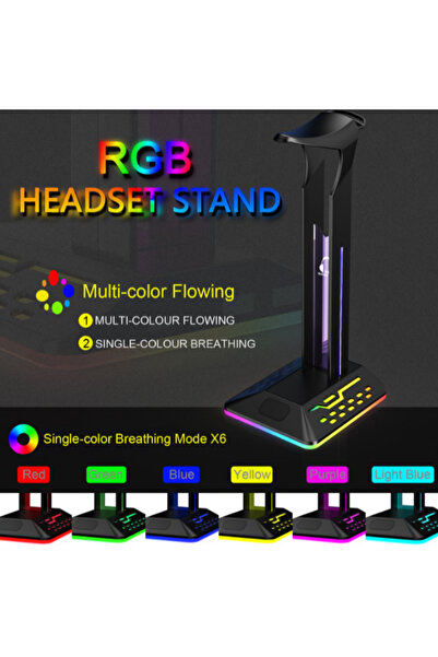 OEM Стойка за геймърски слушалки с RGB осветление, 7 LED режима, Type-C порт ...