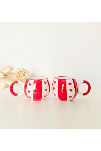 stilinbu Ceramic Double Heart Patterned Cup