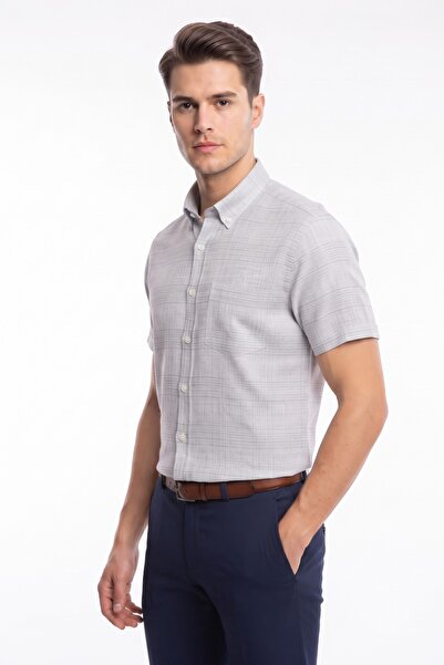 KAMER Men's Large Size Classic Single Pocket Short Sleeve Shirt Bgl-St05605