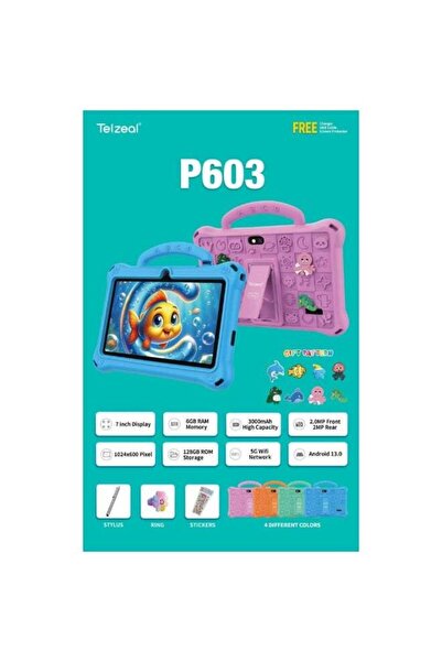 TELZEAL P603 Kids Tablet – 7 Inch Display (6+128GB) 1024x600 HD Display, Wi-F...