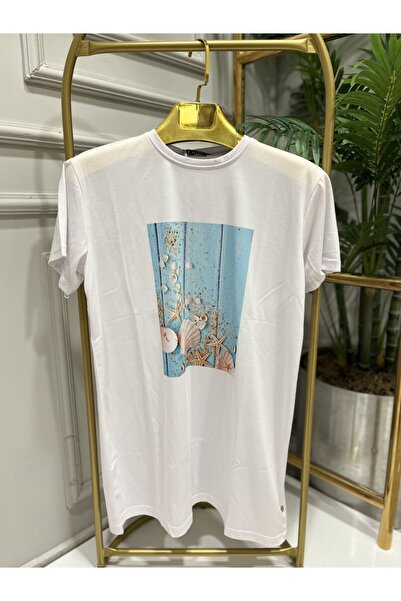ALANURMODA 24001-19 Bluza sa prednjim dijelom sa uzorkom dagnji, bela