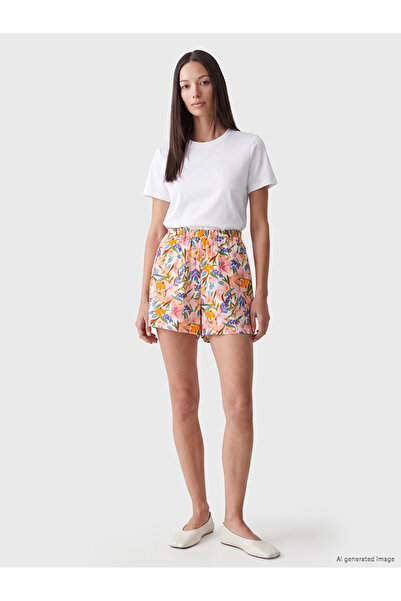 LC Waikiki Mixed Elastic Waist Floral Women's Shorts