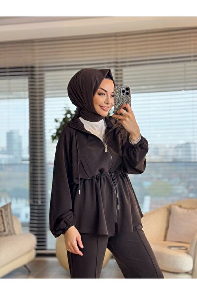 İkoll 35373 Waist Corded Cut-Out Detailed Suit Brown