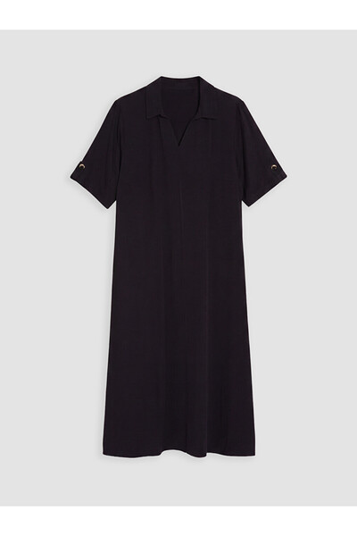 LC Waikiki Black Polo Neck Slit Dress