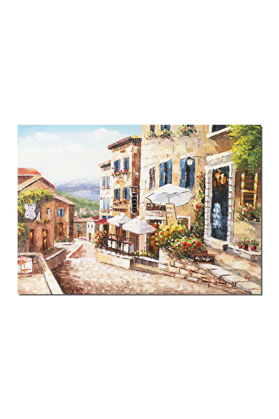 artnova Ръчно рисувана картина на градски пейзаж, Прекрасен ден, 100x70 см, м...
