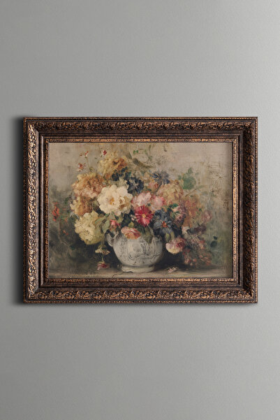 epiqart Colorful Flowers in Vase Still Life - Vintage Patterned Painting - Th...