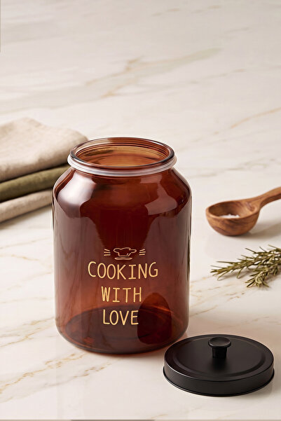 KHAKMA 3 Liter Amber Glass Jar – Large Size Storage Jar with Metal Lid and Si...