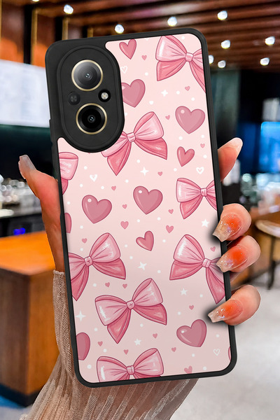 realme 12 Lite Uyumlu Fiyonk Kalp Masalı Desenli Parlak Baskılı Kamera Koruma...