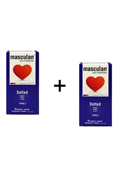 Masculan عبوة من قطعتين تحتوي على 10 واقيات ذكرية من النوع 2 المنقطة