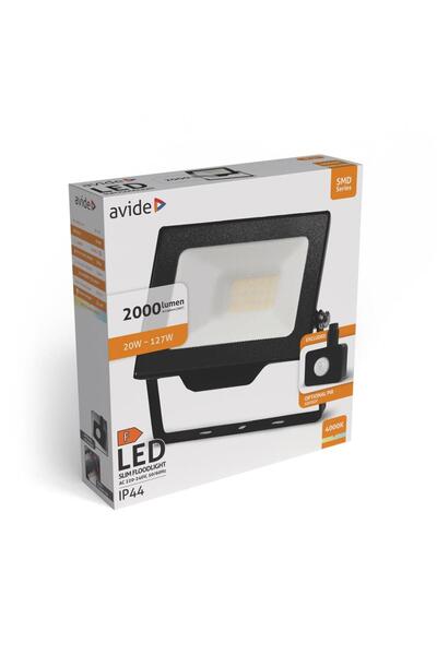 Avide Προβολέας LED SMD 20W Λυχνίας Νυχτερινού Λευκού 4000K με Προαιρετικό PIR