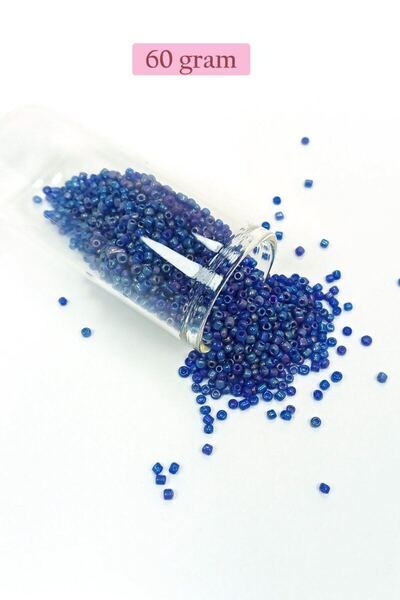 Generic Brand خرز رمل زجاجي مصبوب (11/0) 2 مم - 60 جرام - أزرق داكن - BNC052