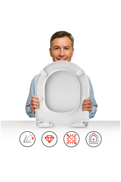 Hamberger Scaun de toaletă, închidere lentă, Hamberger, 542162, Material Duro...