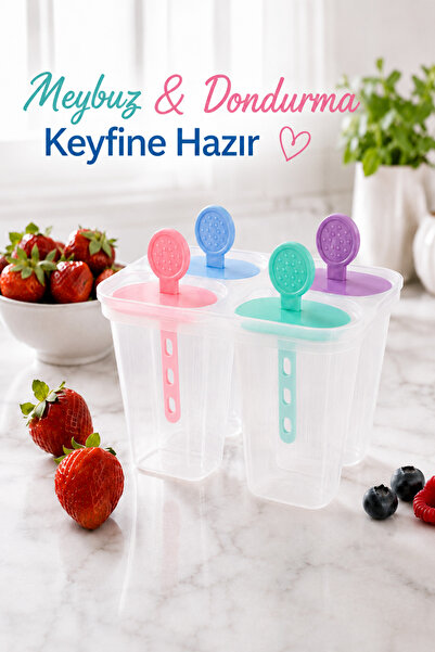 Sariva Home 4-Piece Stick Ice Cream and Fruit Mold with Colorful Handles and ...
