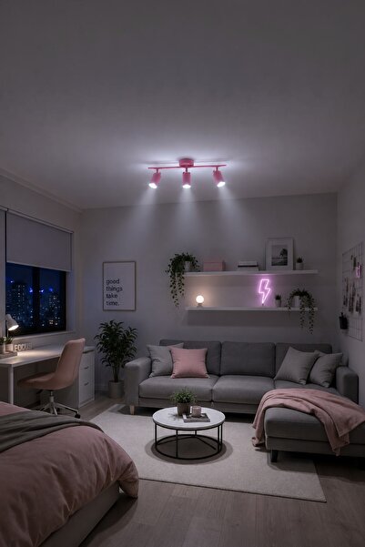 Valyria Spoty 3'Lü Pembe Renkli BEYAZ Ledli Modern Tasarım Salon - Mutfak - B...