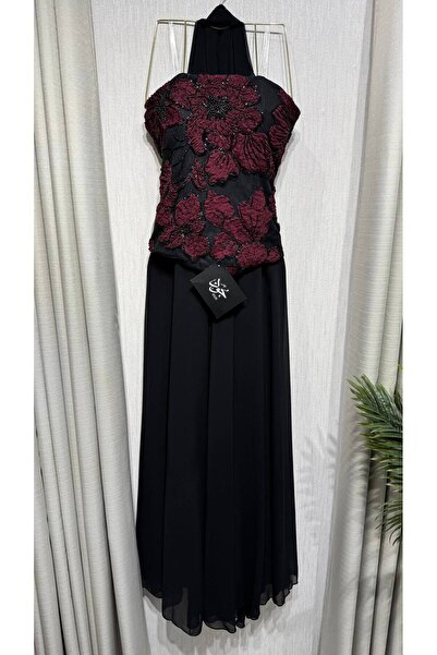 Jood Floral Embroidered Maxi Evening Dress
