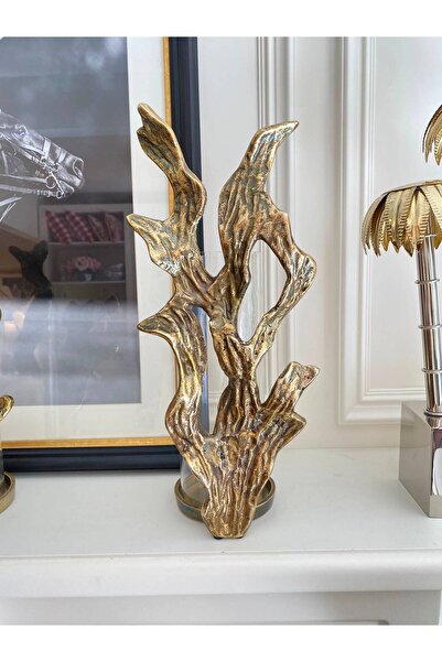 Dekordan House İthal Antik Gold Mercan Cam Şamdan