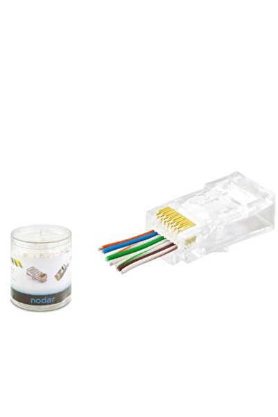 Universal NODAR ND2407 CAT6 EZ RJ45 موصلات 100 قطعة في صندوق بلاستيكي