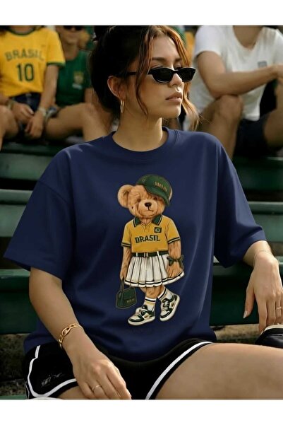 New Shine Brazil Teddy Bear Printed Oversize Cotton T-Shirt