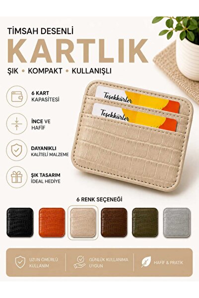VitaMood Yaşam Crocodile Leather Patterned Card Holder – Slim, Lightweight, 6...