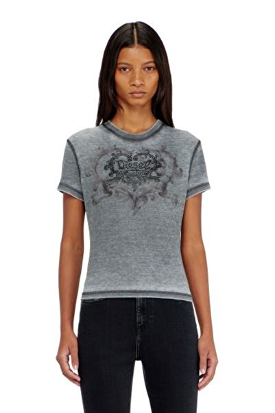 Diesel GRİ KADIN DETAYLI SLIM T-SHIRT