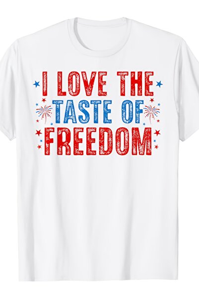En22 تي شيرت للجنسين بطباعة "I Love The Taste Of Freedom" مصنوع من القطن 100%...