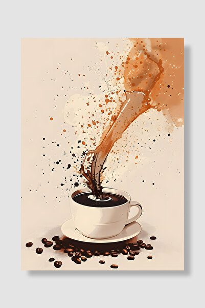 Luna Marissa Poster cu cafea, acuarelă, cafea stropită, boabe de cafea, maro,...