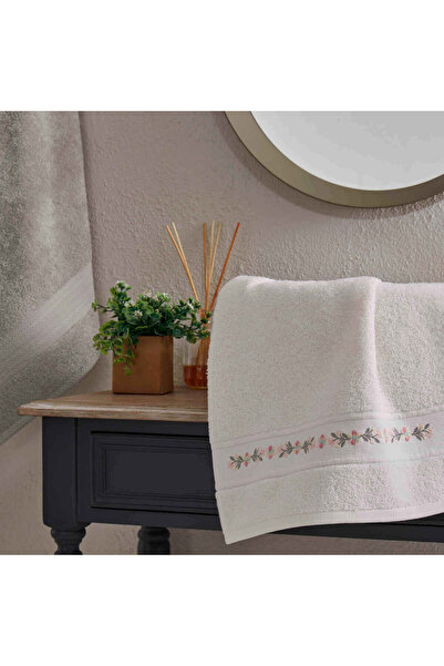 Taç Blossom Pure Cotton Pamuk Hamam Seti Ekru Vizon