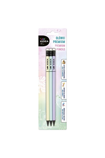 Kidea Set 3 creioane premium cu radiera, Kidea, Multicolor