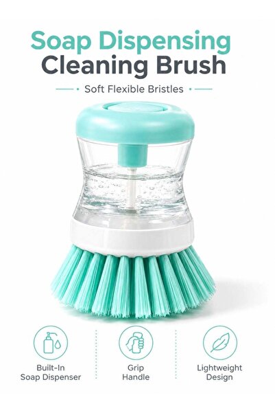 LEOXOL Soap Dispensing Dish Brush | Round Silicone Kitchen Scrubber With Grip...