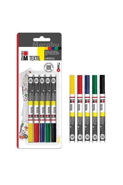 Marabu Markere pentru tesaturi Textil Painter multicolor 1-2mm set 5 culori