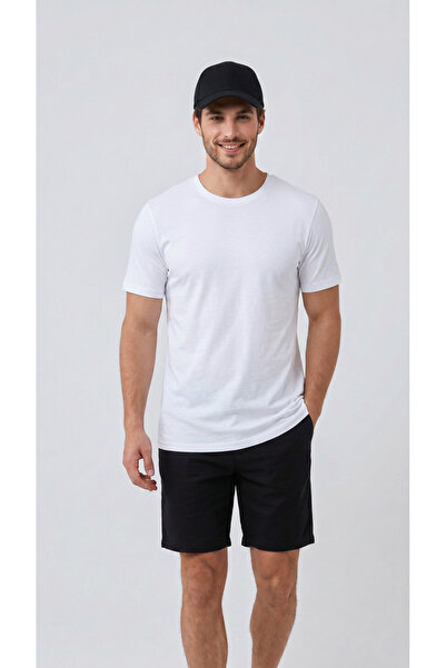 BADESSA Men's White Regular Full-Fit Crew Neck T-Shirt