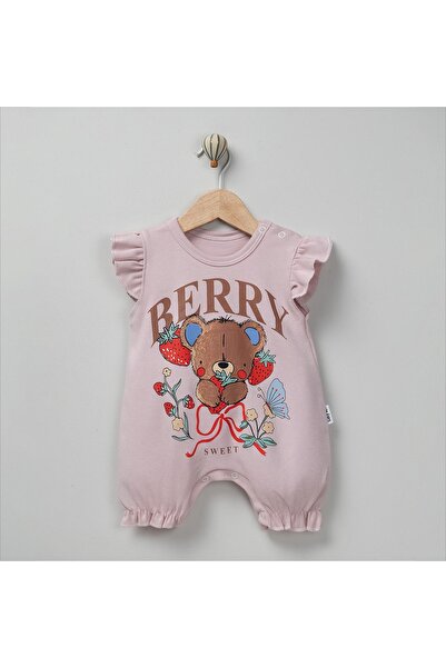 mandalinsbaby Baby Girl Jumpsuit with Teddy Bear Patterned Shorts