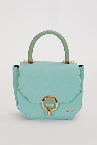 Levidor Water Green Embossed Honeycomb Pattern Handbag