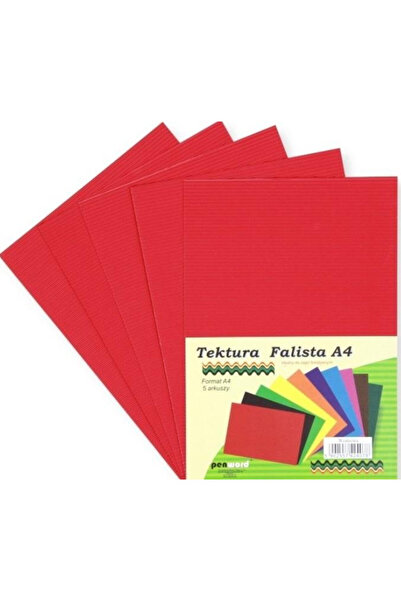 PENWORD Carton ondulat A4 Tektura Falista, texturat, visiniu, 5 foi