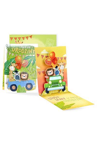 KUKARTKA Felicitare pop-up/card B6 de ziua de nastere, pop-up 3D, cu plic inc...