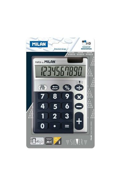 Milan Calculator de birou, Milan, Silver, Baterie/energie solara, 14.5x10.6x2...