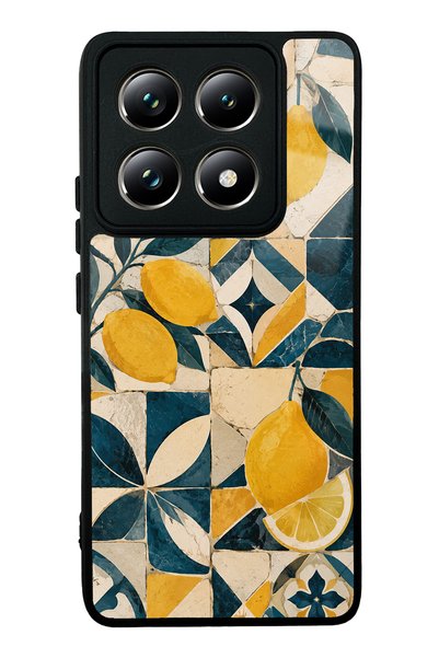 Spoyi Xiaomi Mi 14t Pro Glossy Phone Case with Mediterranean Lemon Mosaic Design