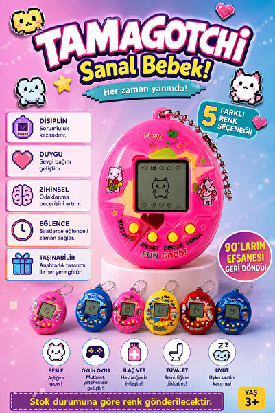 craftivio Tamagotchi Sanal Bebek Nostaljik Eğitici Dijital Evcil Hayvan Anaht...