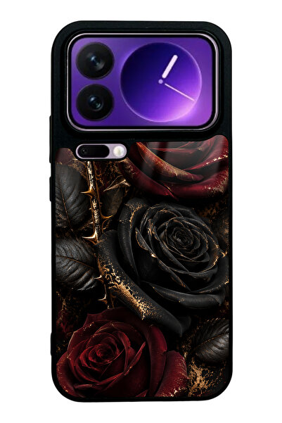 Spoyi Xiaomi 17 Pro Max Obsidian Crimson Rose Tasarımlı Glossy Telefon Kılıfı