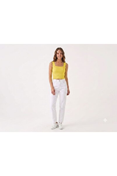 onno style women Sleeveless Strappy Square Neck Terry Knitted Women's Blouse