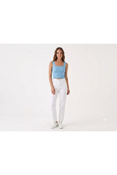 onno style women Sleeveless Strappy Square Neck Terry Knitted Women's Blouse