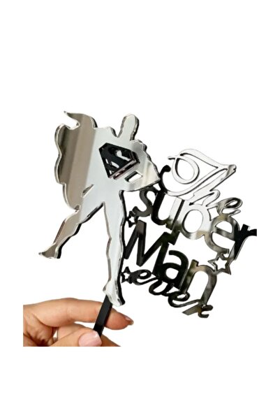 Baloane Vesele Decoratiune Tort Superman The Super Man Ever Argintiu Oglinda ...