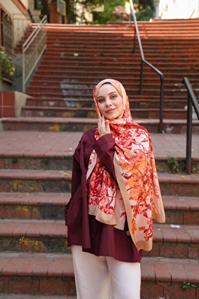 ENRİCO FERRİ Petra Brush Paint Pattern Shawl - Beige Orange