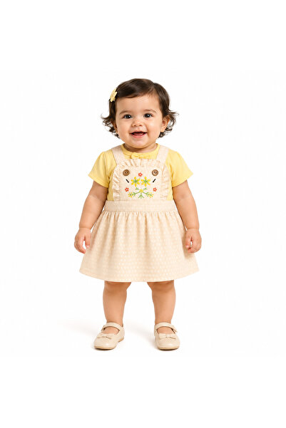 Generic Girls' Suspender Dress Set with Blouse, Embroidered with Rabbits