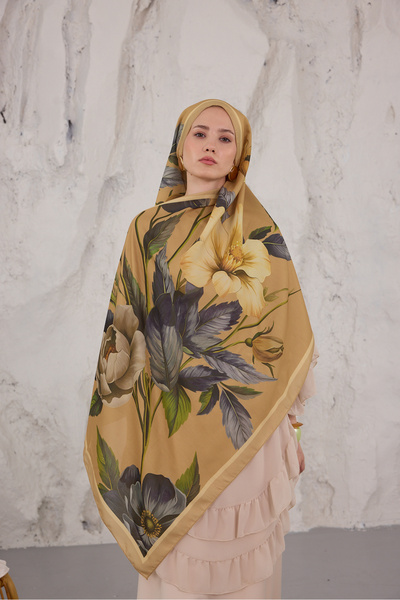 Mira İpek Sunshine Series Patterned Cotton Soft Shawl Women's Colorful Shawl