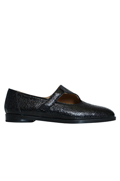 Platin Black Patent Leather Women's Ballerinas