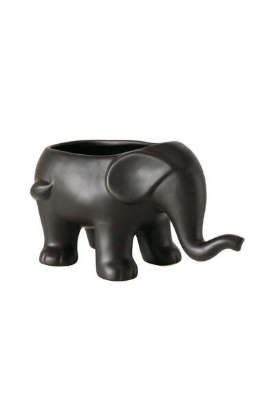 Boltze Suport decorativ negru din porțelan pentru ghiveci 25 x 14,5 cm Elefanto